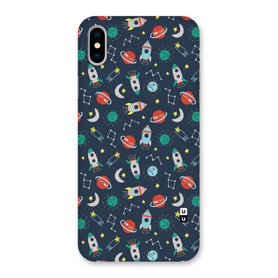Space Rocket Pattern Back Case for iPhone XS