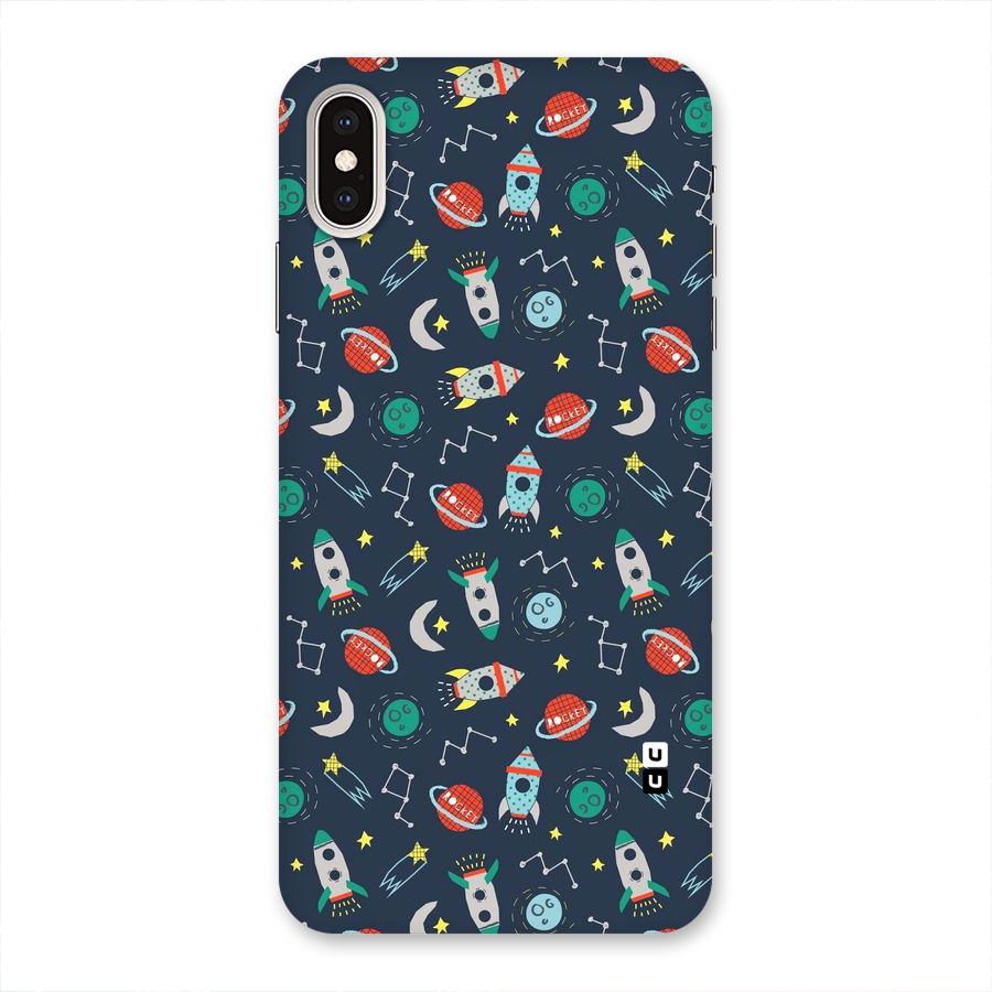 Space Rocket Pattern Back Case for iPhone XS Max