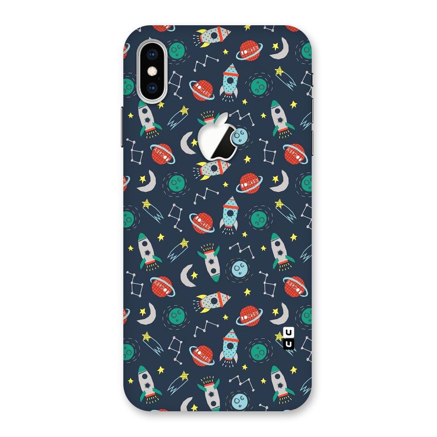 Space Rocket Pattern Back Case for iPhone XS Max Apple Cut