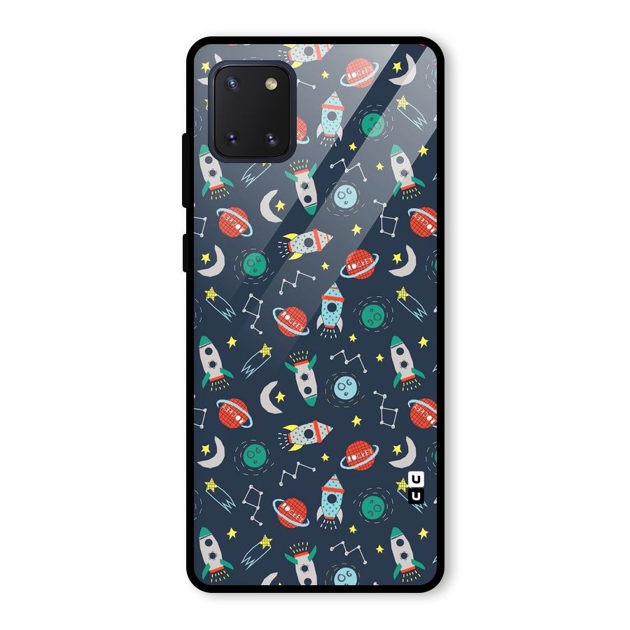 Space Rocket Pattern Glass Back Case for Galaxy Note 10 Lite