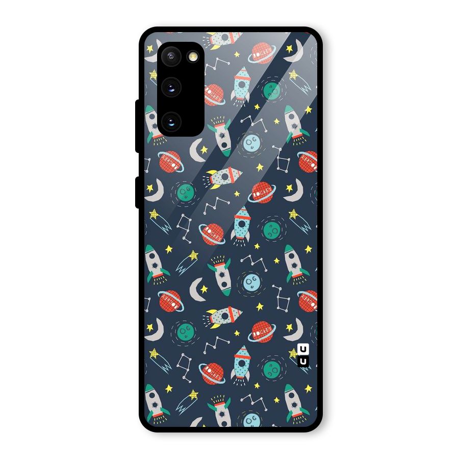 Space Rocket Pattern Glass Back Case for Galaxy S20 FE 5G