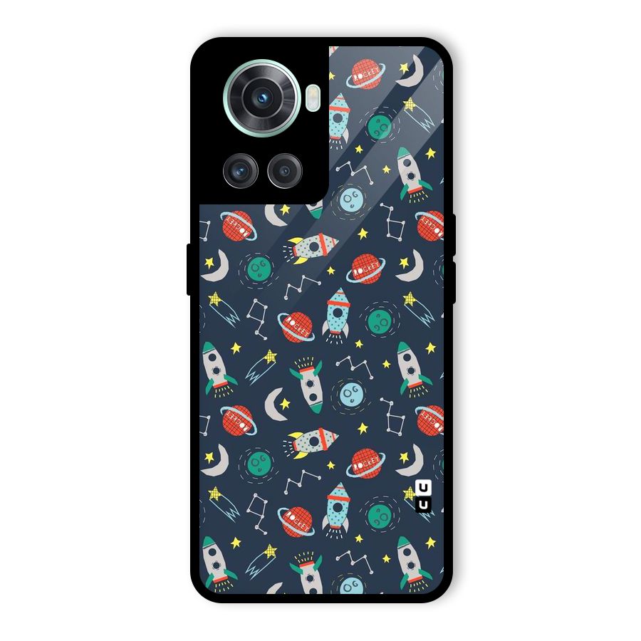 Space Rocket Pattern Glass Back Case for OnePlus 10R