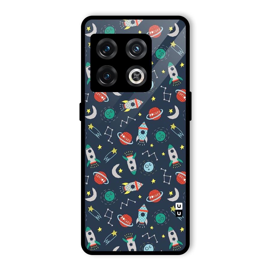 Space Rocket Pattern Glass Back Case for OnePlus 10 Pro 5G