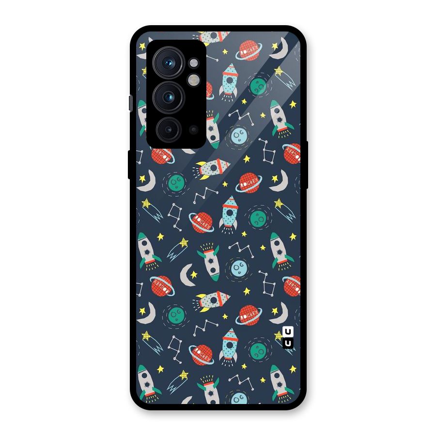 Space Rocket Pattern Glass Back Case for OnePlus 9RT 5G