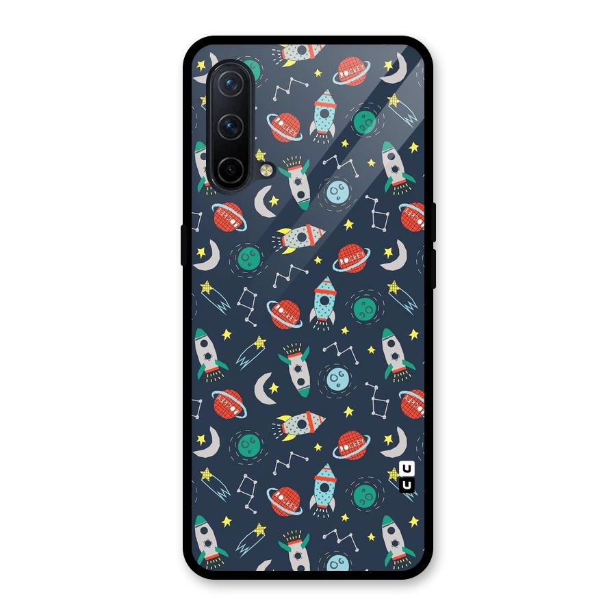 Space Rocket Pattern Glass Back Case for OnePlus Nord CE 5G
