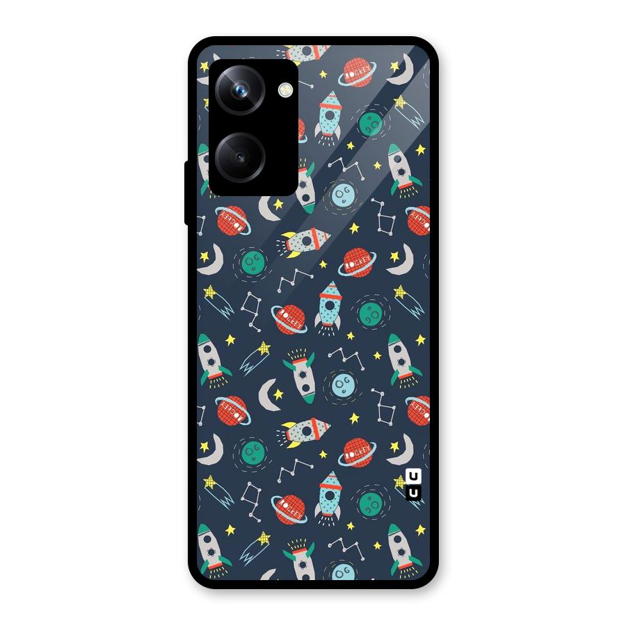 Space Rocket Pattern Glass Back Case for Realme 10 Pro