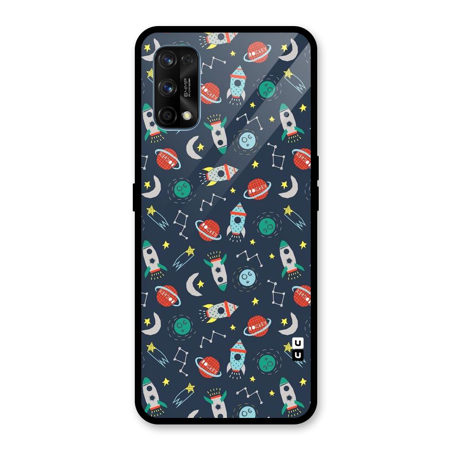 Space Rocket Pattern Glass Back Case for Realme 7 Pro