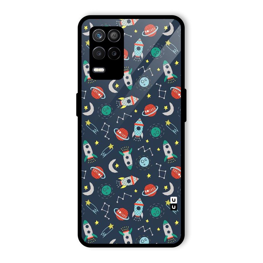 Space Rocket Pattern Glass Back Case for Realme 9 5G