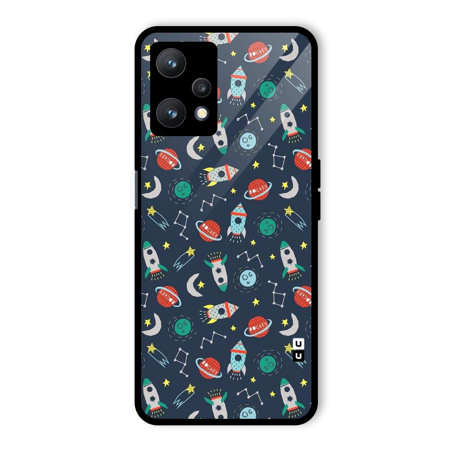 Space Rocket Pattern Glass Back Case for Realme 9 Pro 5G
