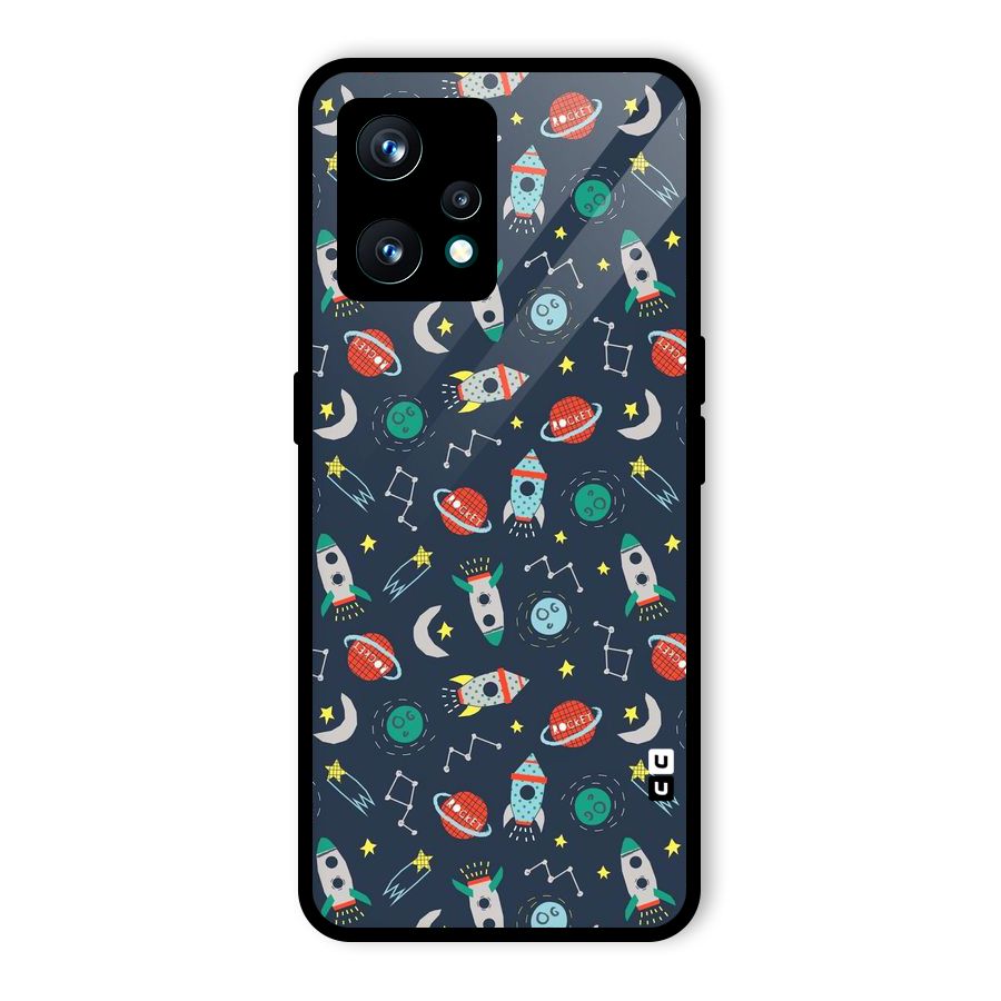 Space Rocket Pattern Glass Back Case for Realme 9 Pro Plus 5G