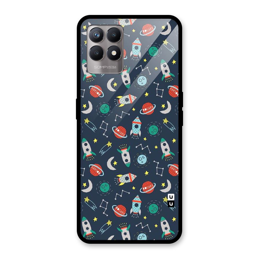 Space Rocket Pattern Glass Back Case for Realme Narzo 50