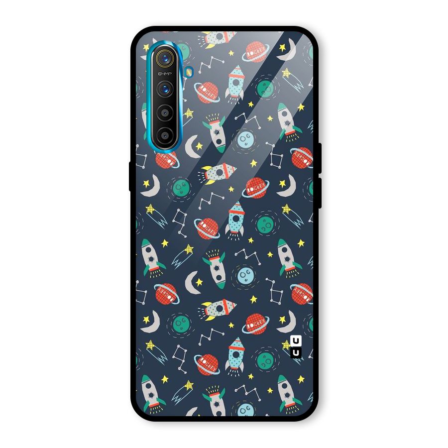 Space Rocket Pattern Glass Back Case for Realme X2