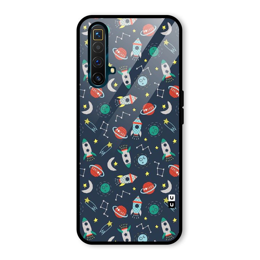 Space Rocket Pattern Glass Back Case for Realme X3 SuperZoom
