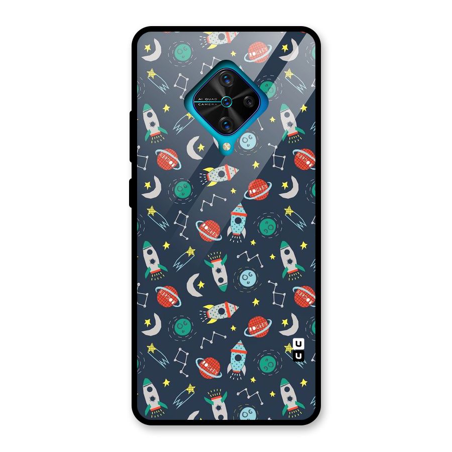 Space Rocket Pattern Glass Back Case for Vivo S1 Pro
