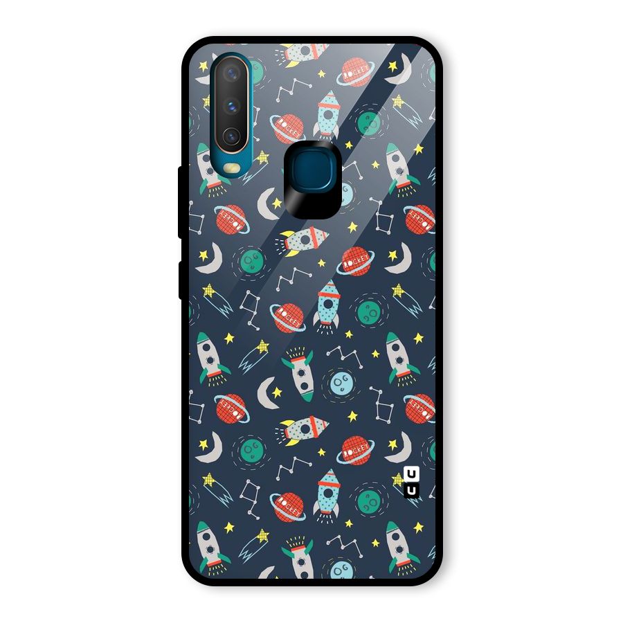Space Rocket Pattern Glass Back Case for Vivo U10