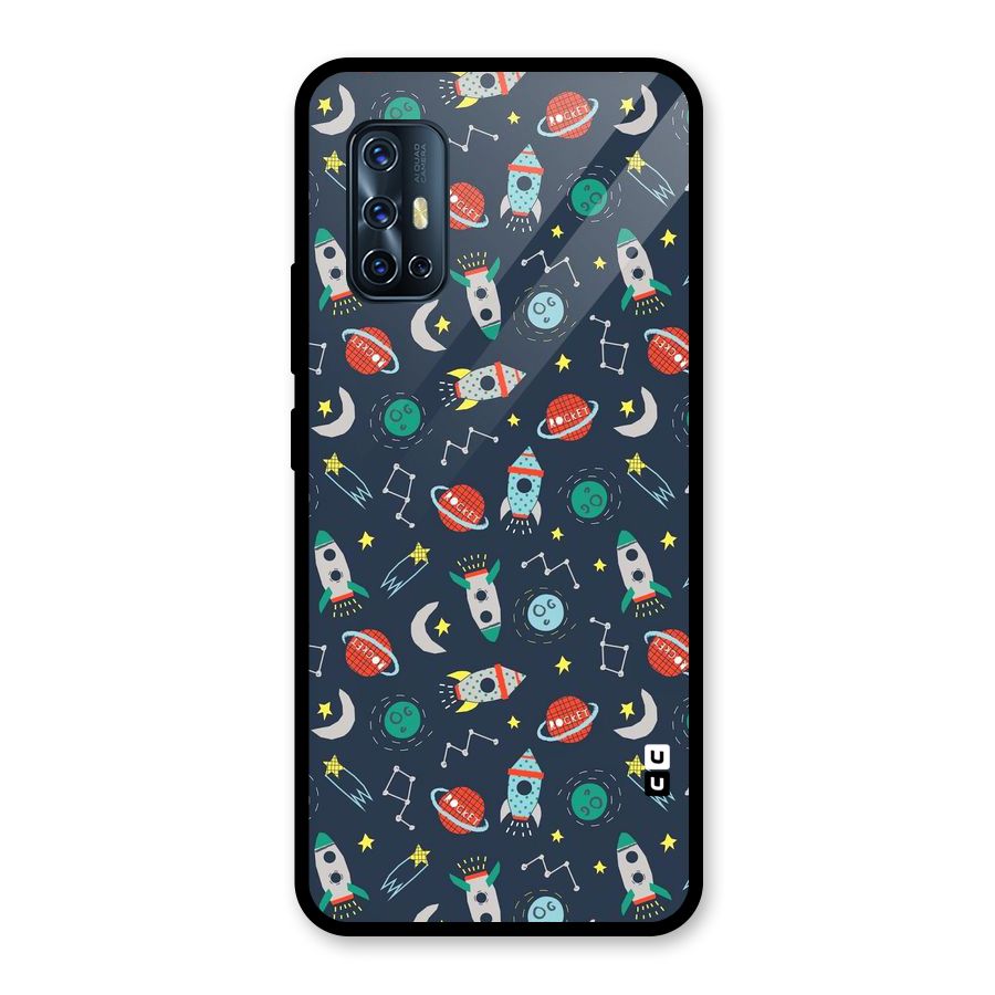 Space Rocket Pattern Glass Back Case for Vivo V17