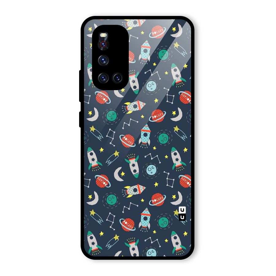 Space Rocket Pattern Glass Back Case for Vivo V19