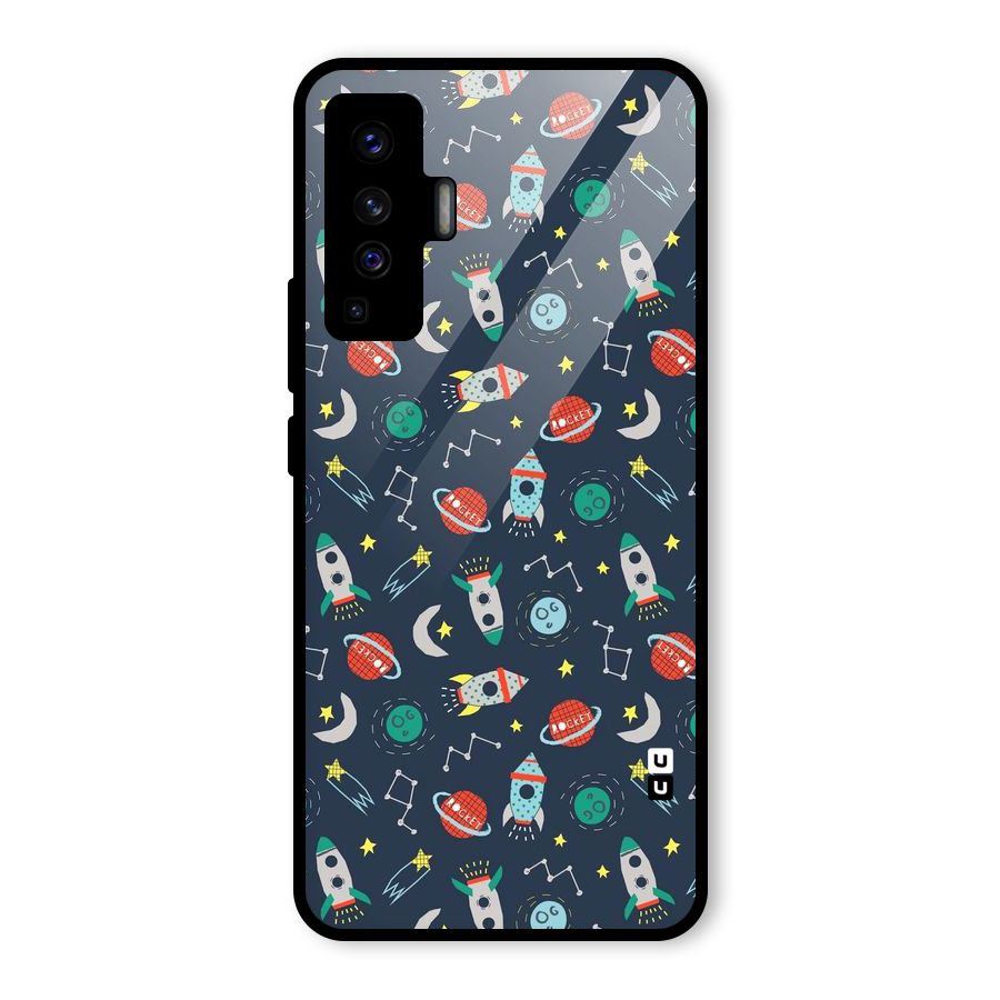 Space Rocket Pattern Glass Back Case for Vivo X50