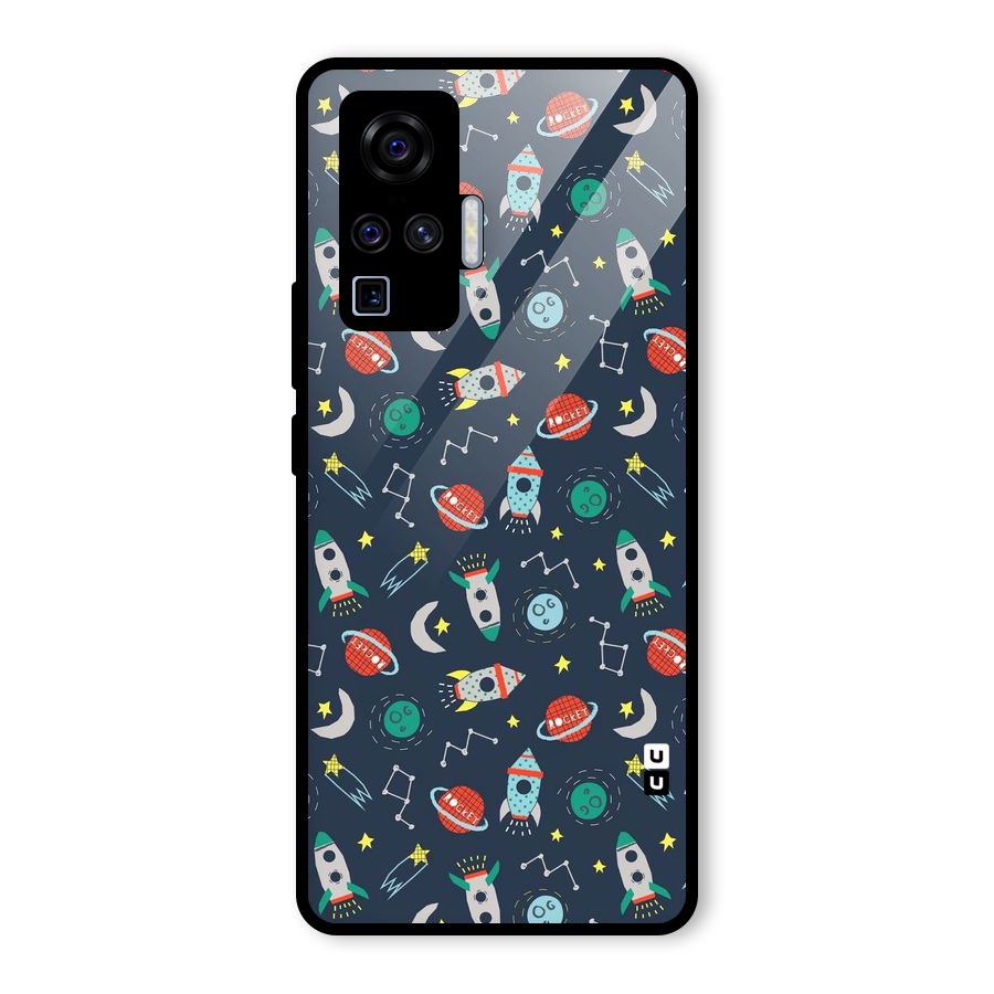 Space Rocket Pattern Glass Back Case for Vivo X50 Pro