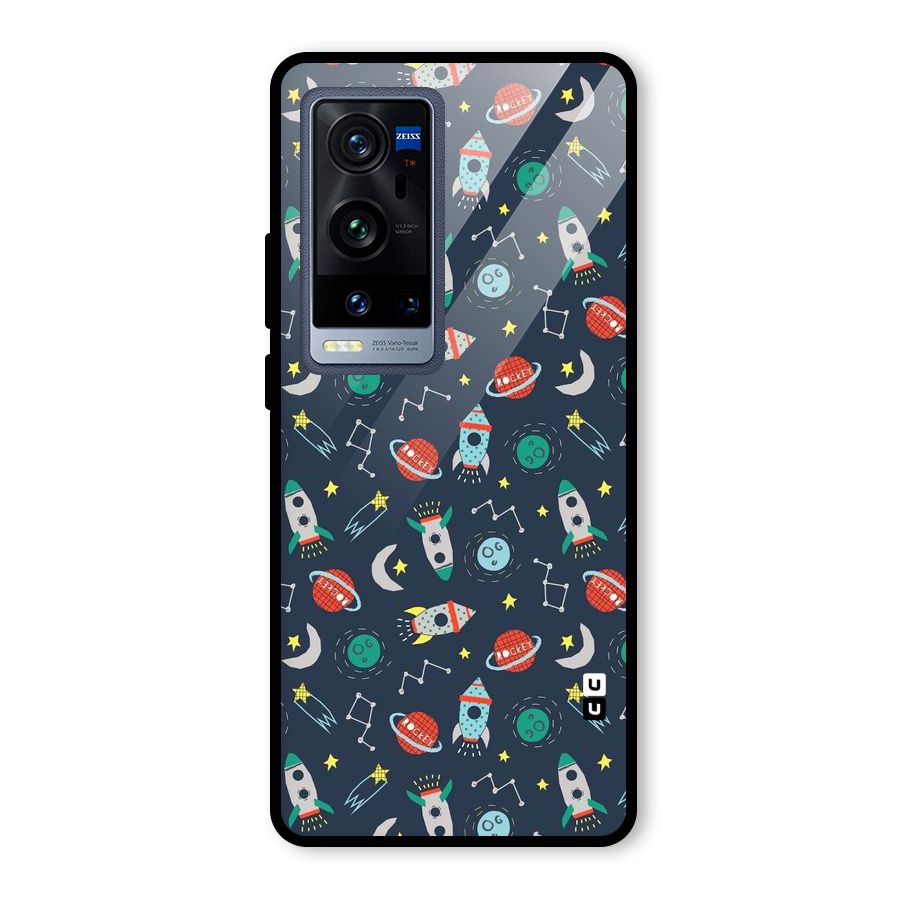 Space Rocket Pattern Glass Back Case for Vivo X60 Pro Plus