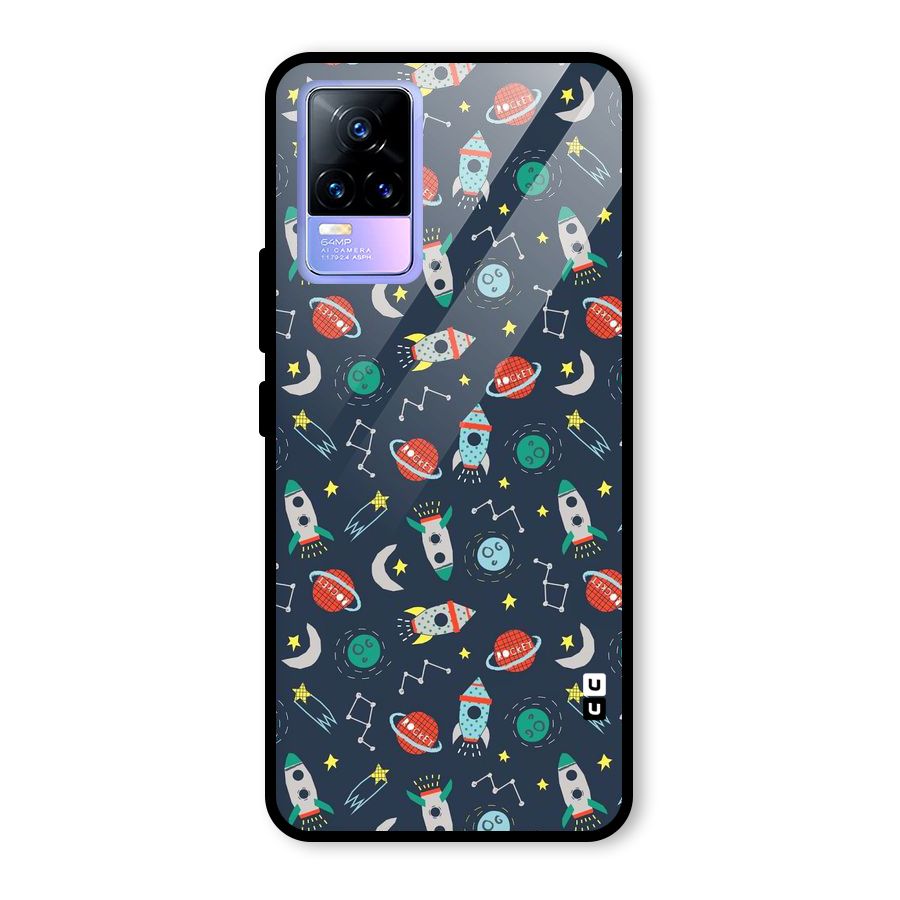 Space Rocket Pattern Glass Back Case for Vivo Y73