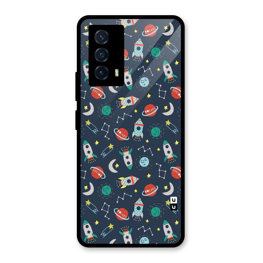 Space Rocket Pattern Glass Back Case for Vivo iQOO Z5