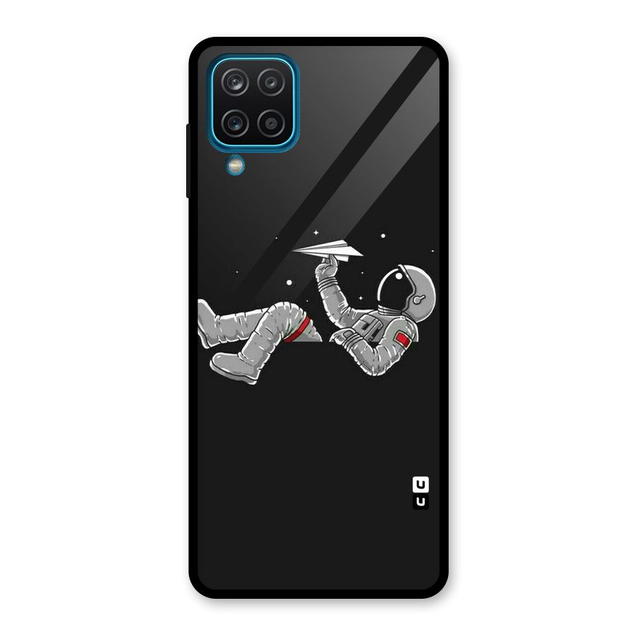 Spaceman Flying Glass Back Case for Galaxy A12