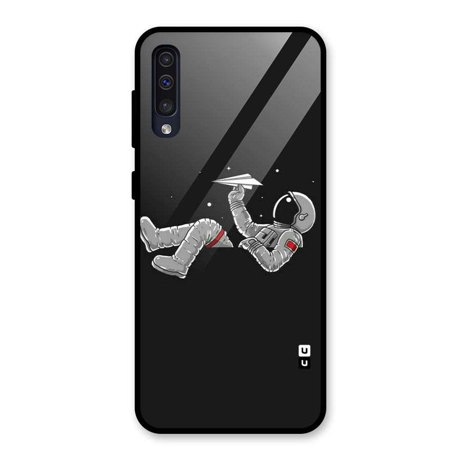 Spaceman Flying Glass Back Case for Galaxy A50