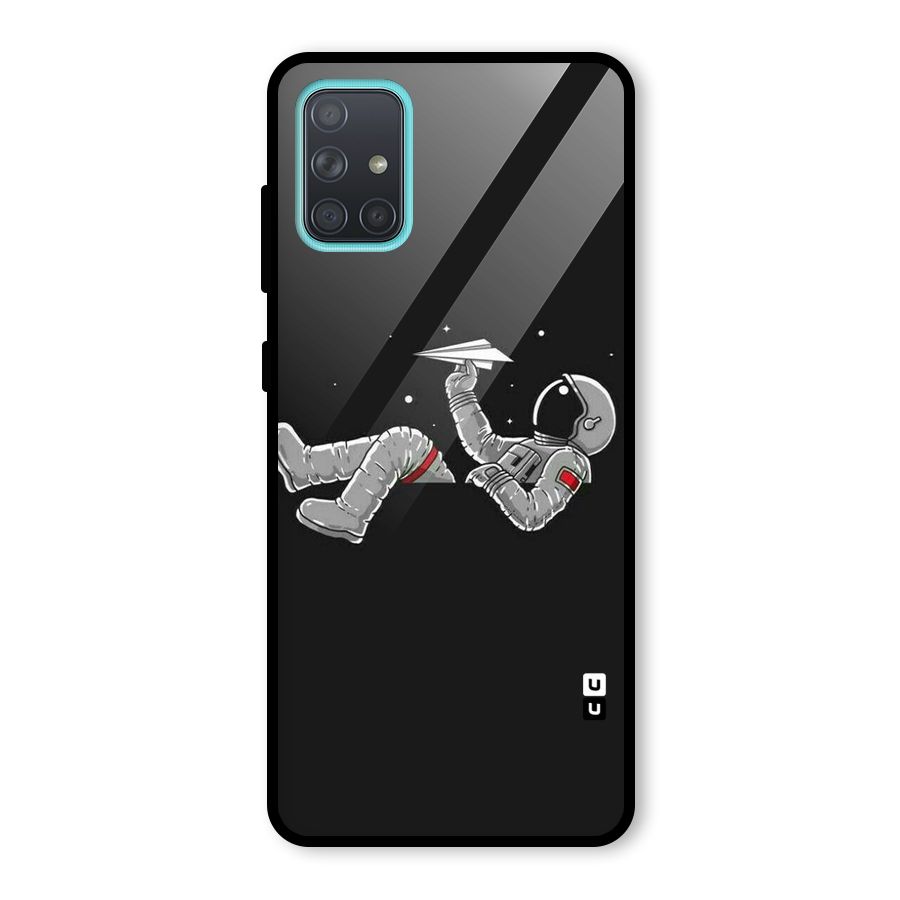 Spaceman Flying Glass Back Case for Galaxy A71