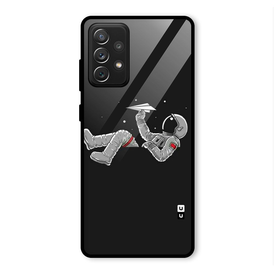 Spaceman Flying Glass Back Case for Galaxy A72