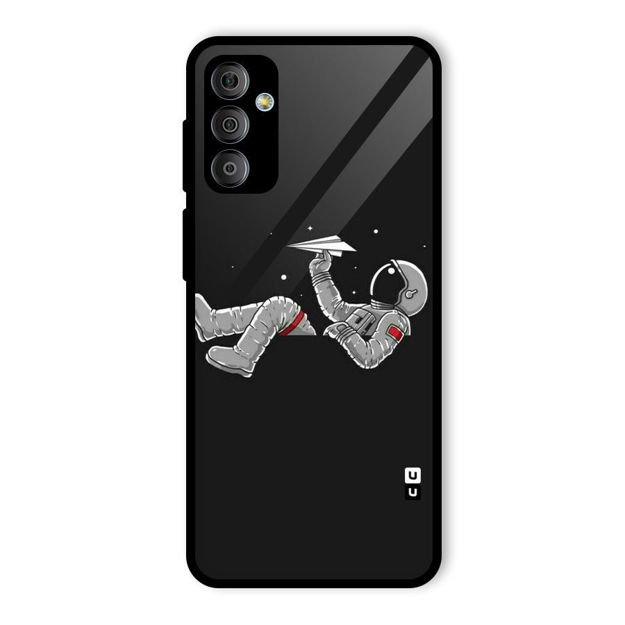 Spaceman Flying Glass Back Case for Galaxy F23