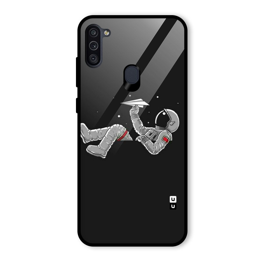 Spaceman Flying Glass Back Case for Galaxy M11