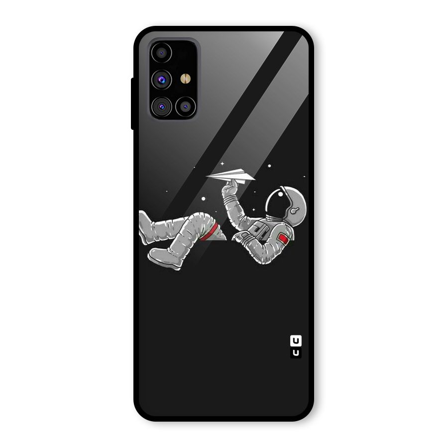 Spaceman Flying Glass Back Case for Galaxy M31s