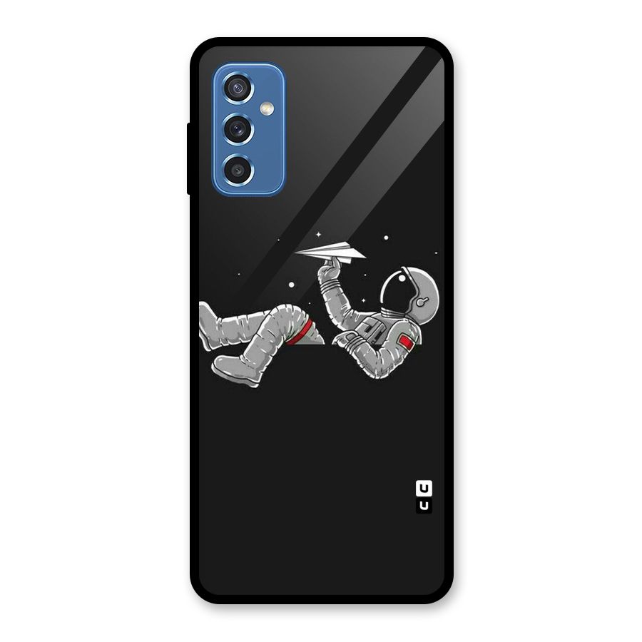 Spaceman Flying Glass Back Case for Galaxy M52 5G
