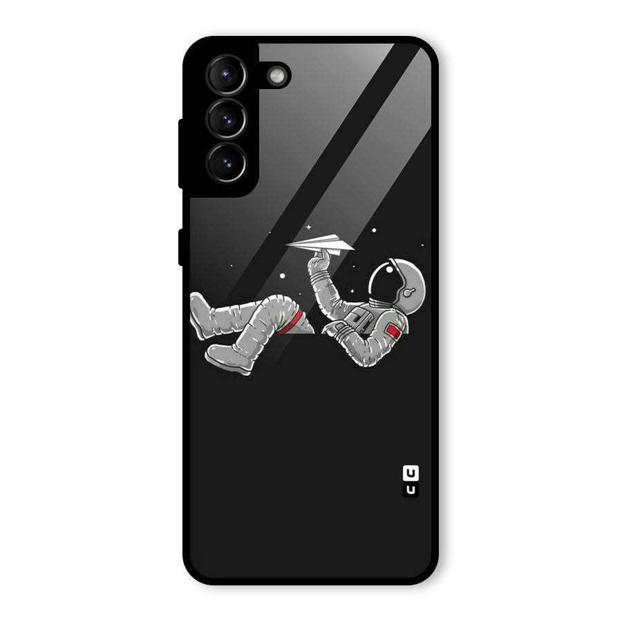 Spaceman Flying Glass Back Case for Galaxy S21 Plus
