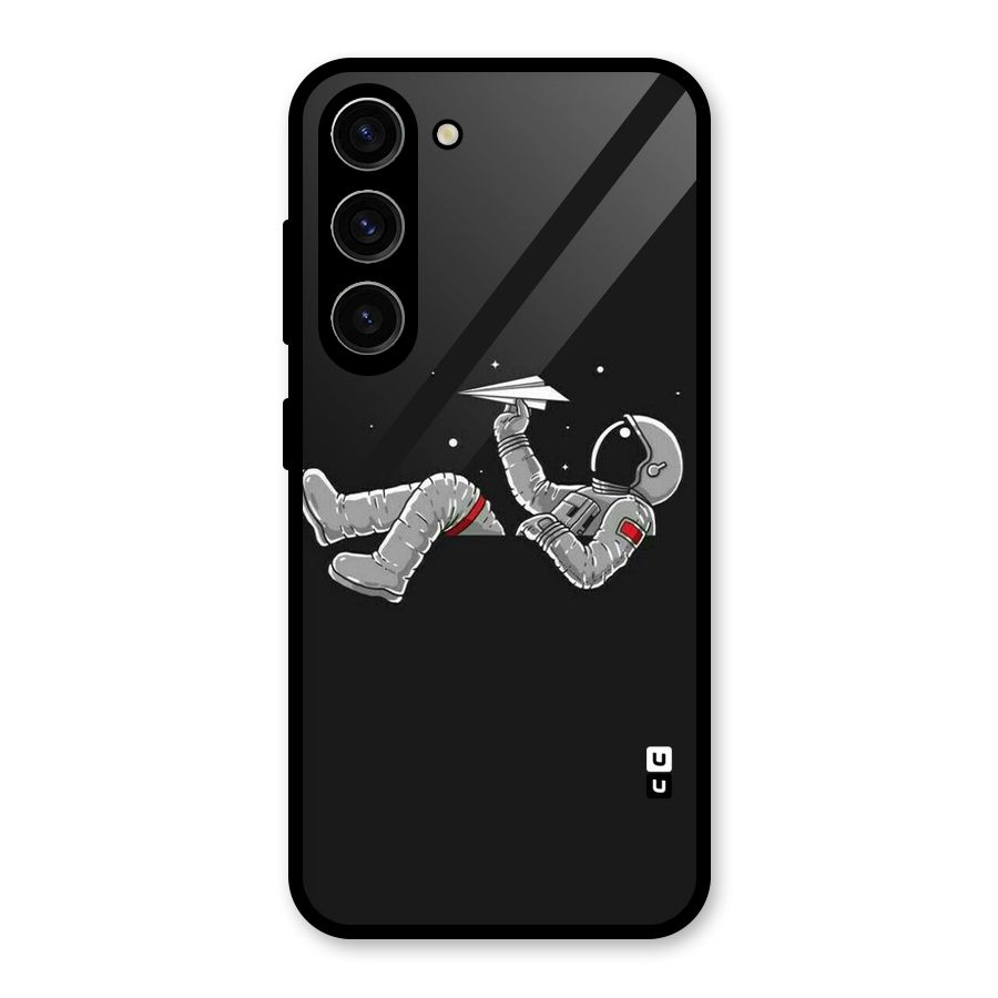 Spaceman Flying Glass Back Case for Galaxy S23