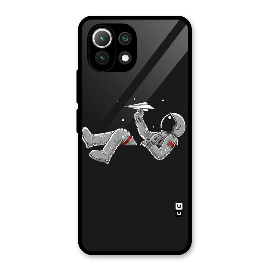 Spaceman Flying Glass Back Case for Mi 11 Lite