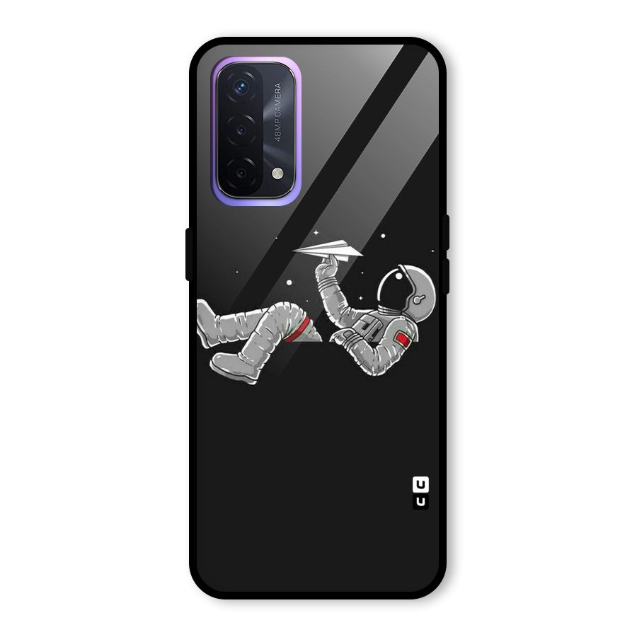 Spaceman Flying Glass Back Case for Oppo A74 5G