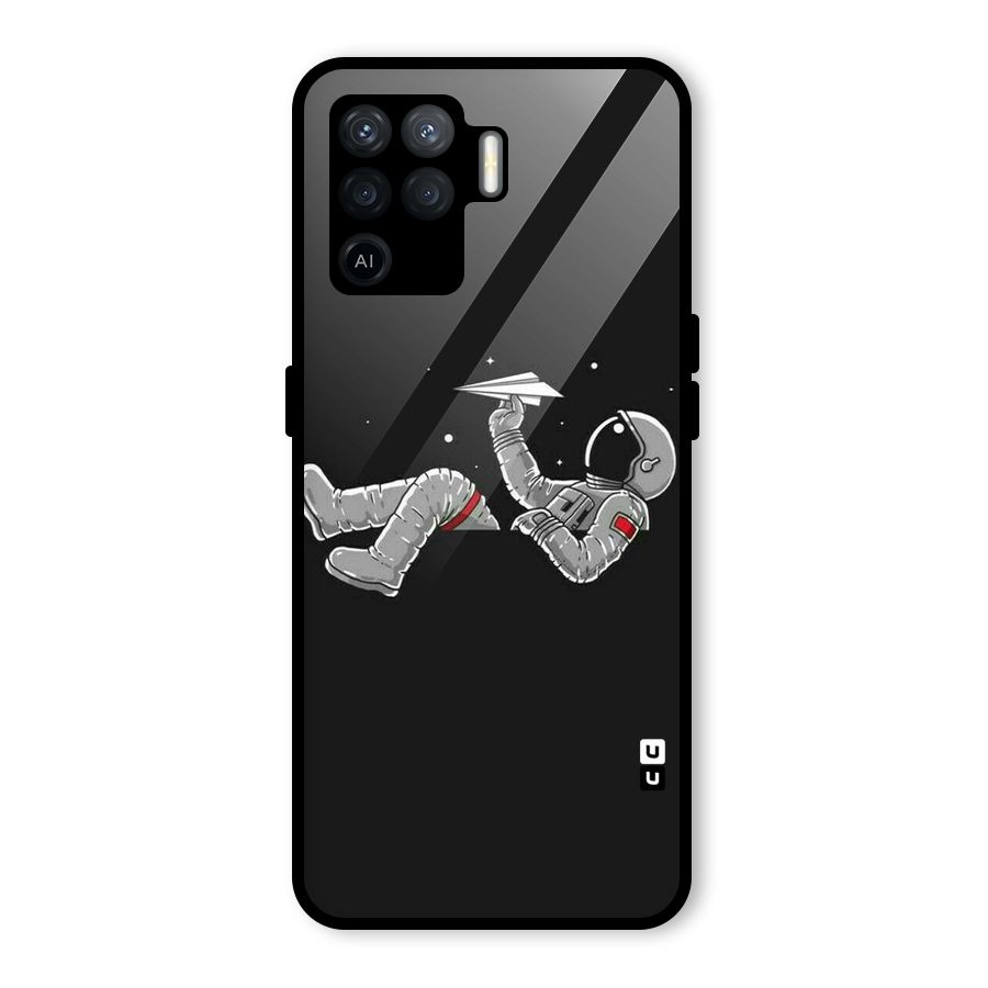 Spaceman Flying Glass Back Case for Oppo F19 Pro