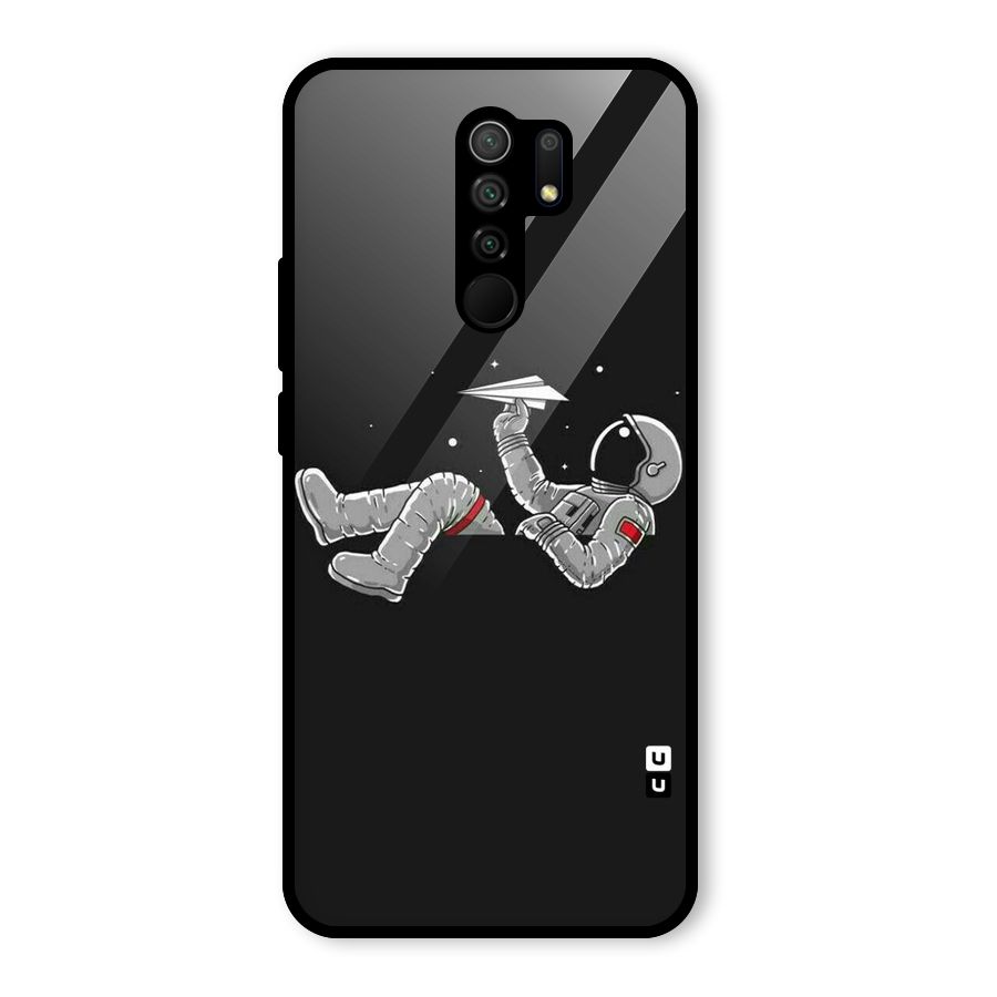Spaceman Flying Glass Back Case for Poco M2