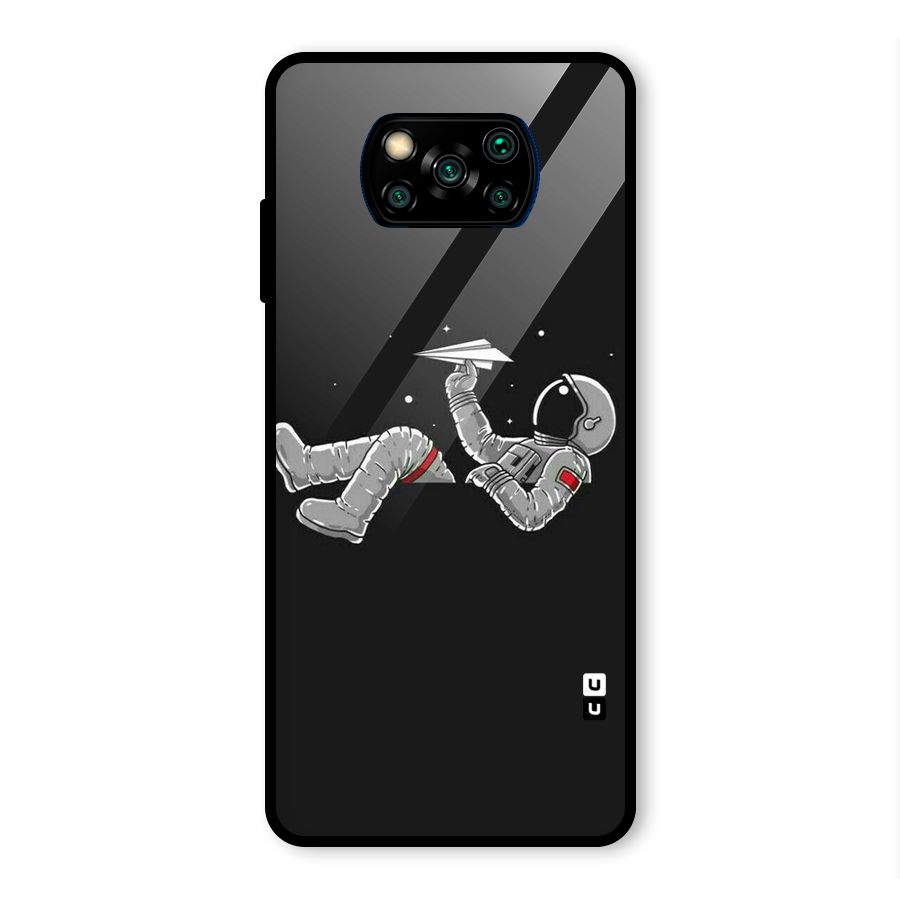 Spaceman Flying Glass Back Case for Poco X3 Pro