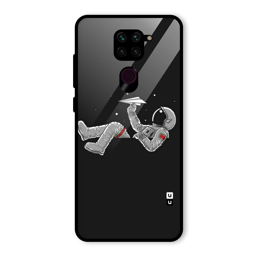 Spaceman Flying Glass Back Case for Redmi Note 9