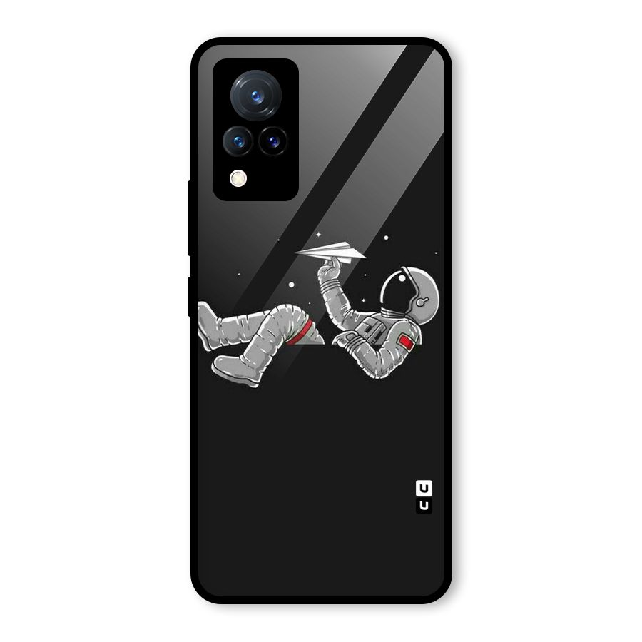 Spaceman Flying Glass Back Case for Vivo V21 5G