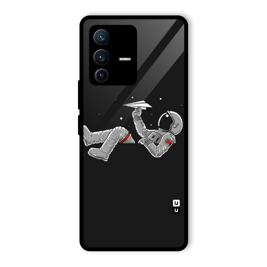 Spaceman Flying Glass Back Case for Vivo V23 Pro