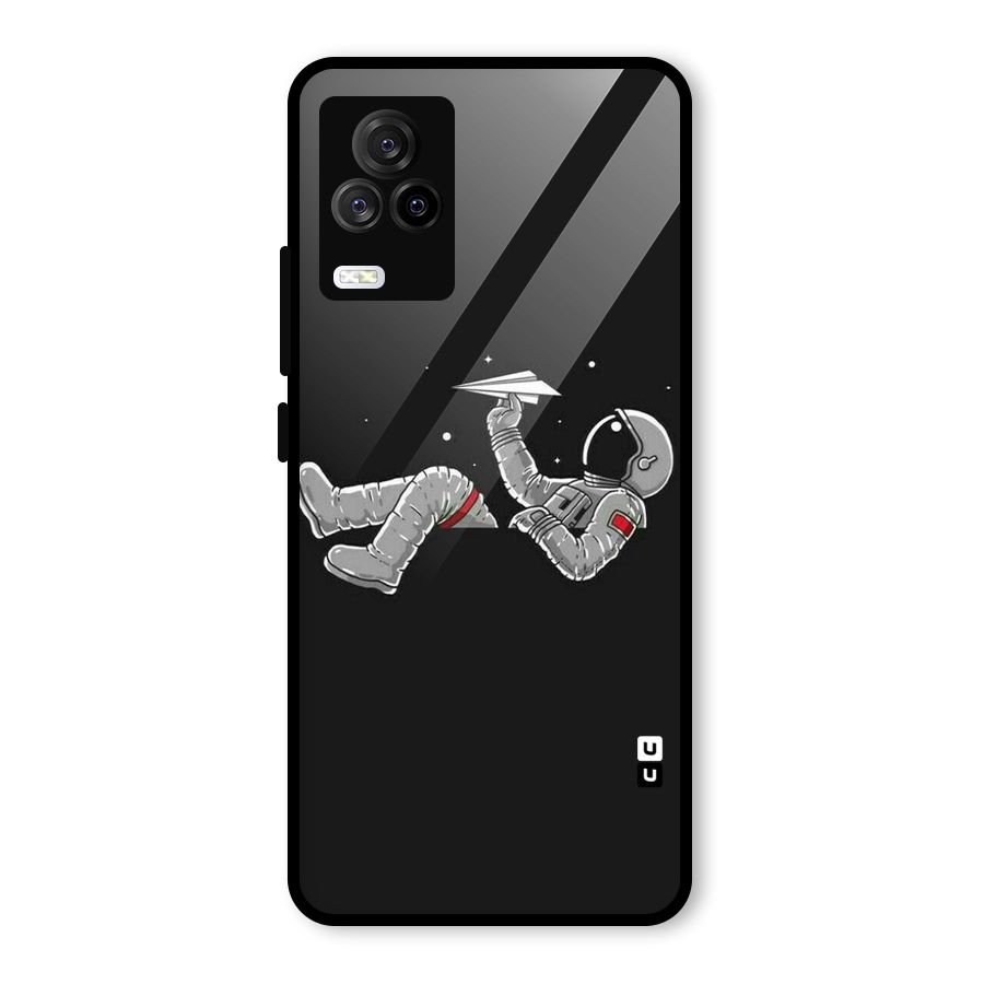 Spaceman Flying Glass Back Case for Vivo iQOO 7 Legend 5G