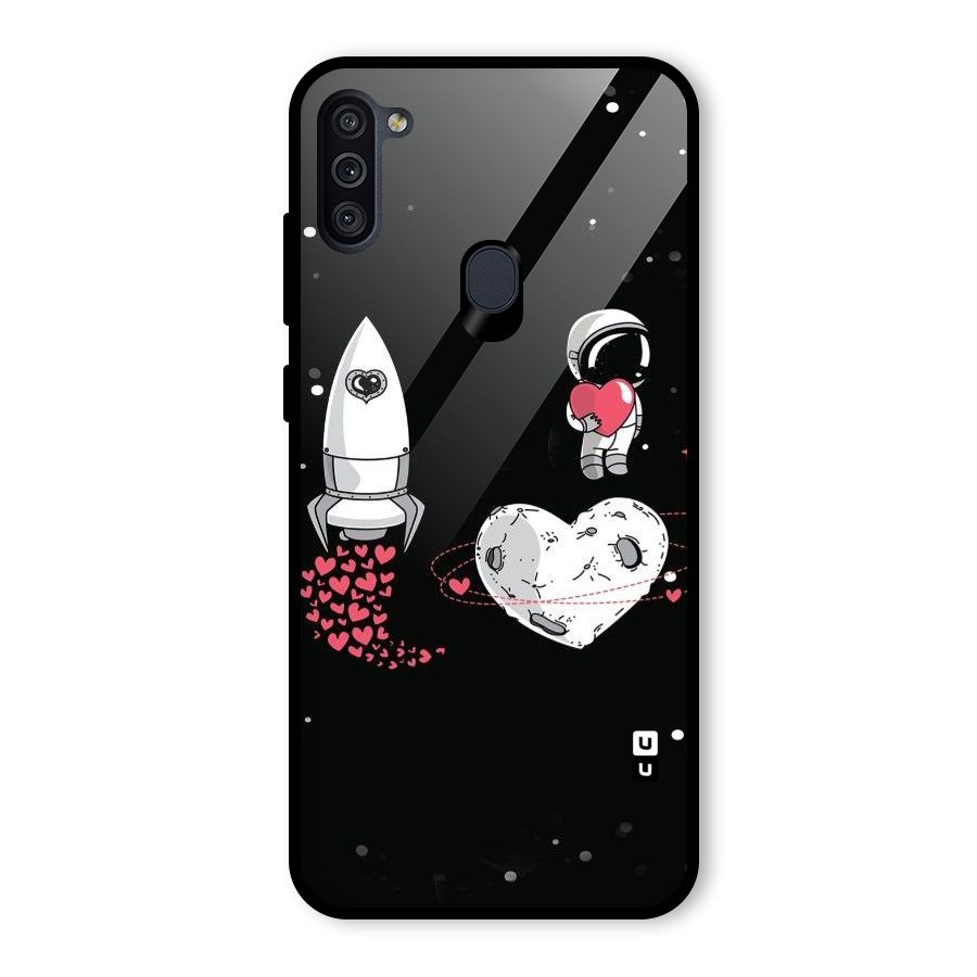 Spaceman Love Glass Back Case for Galaxy M11