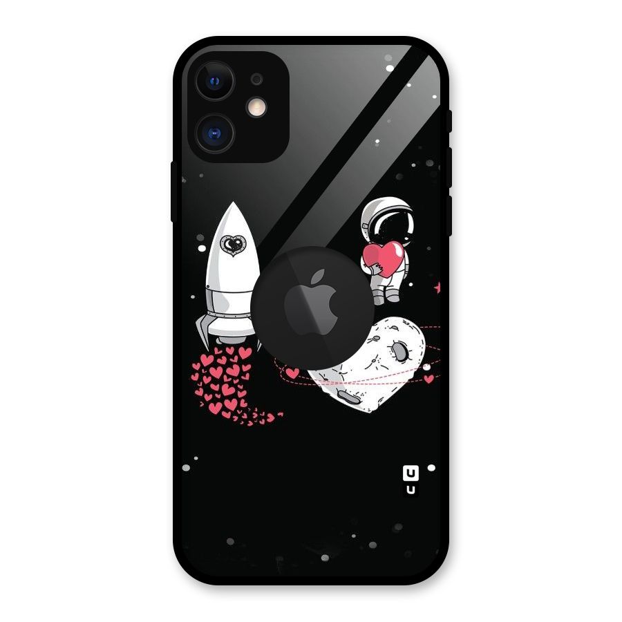 Spaceman Love Glass Back Case for iPhone 11 Logo Cut