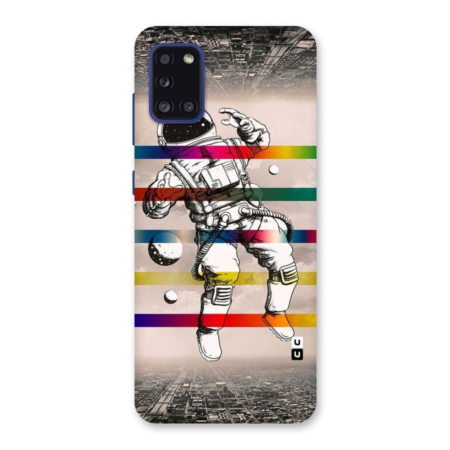 Spaceman Rainbow Stripes Back Case for Galaxy A31
