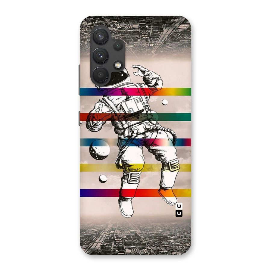 Spaceman Rainbow Stripes Back Case for Galaxy A32