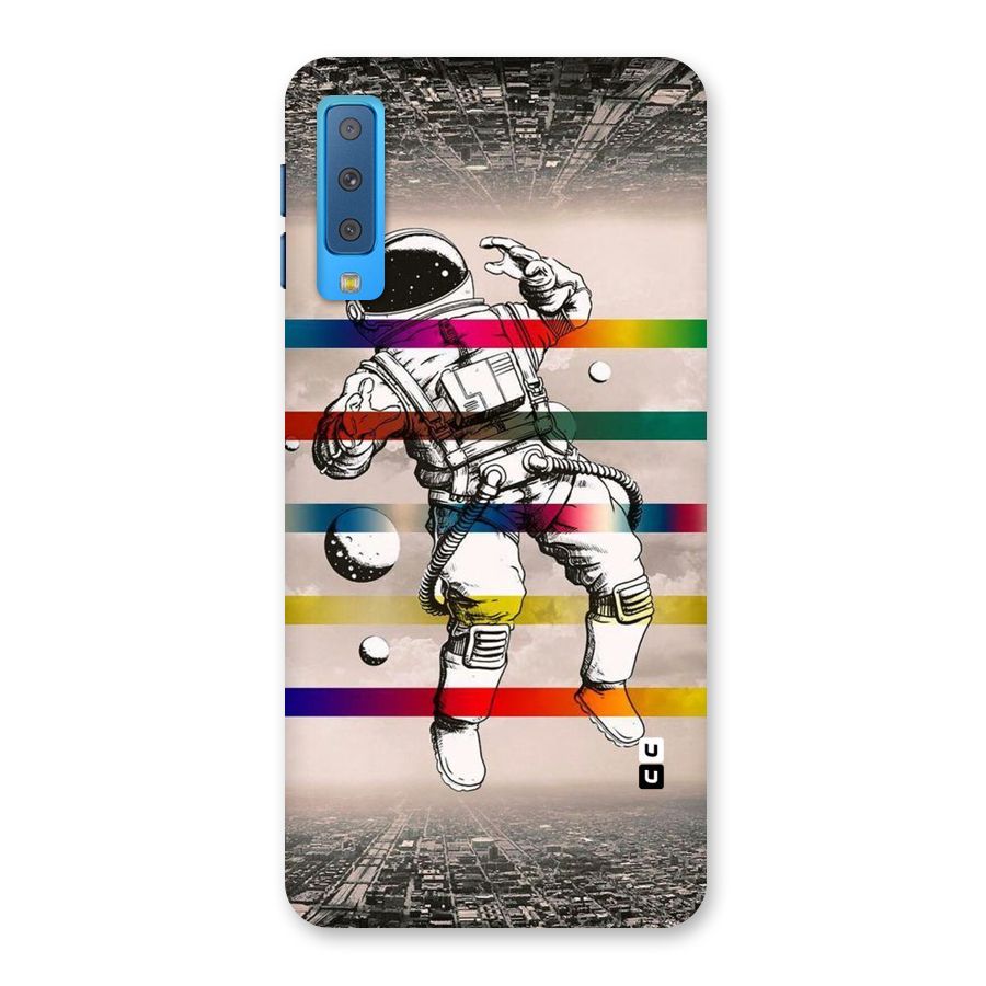 Spaceman Rainbow Stripes Back Case for Galaxy A7 (2018)